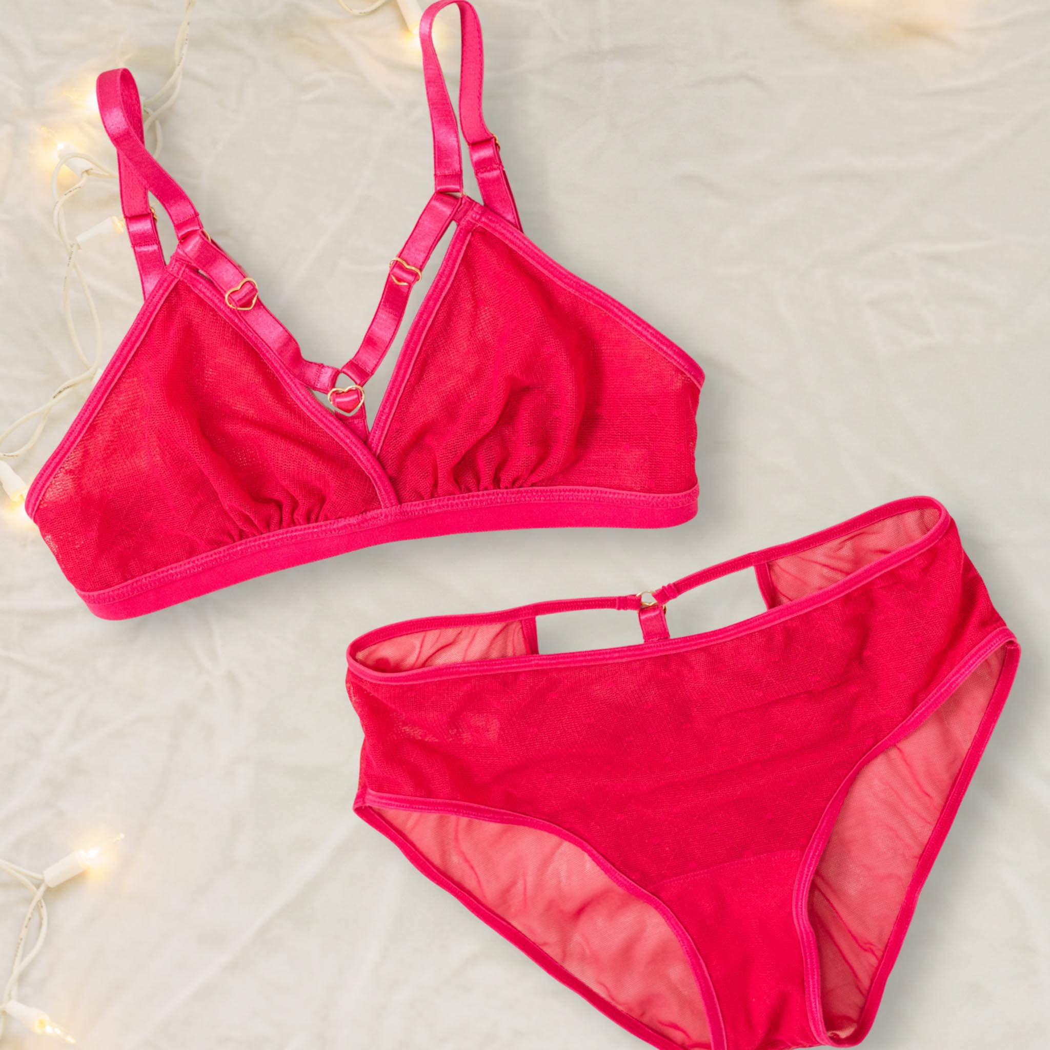 Hot Pink Strappy Lingerie Set