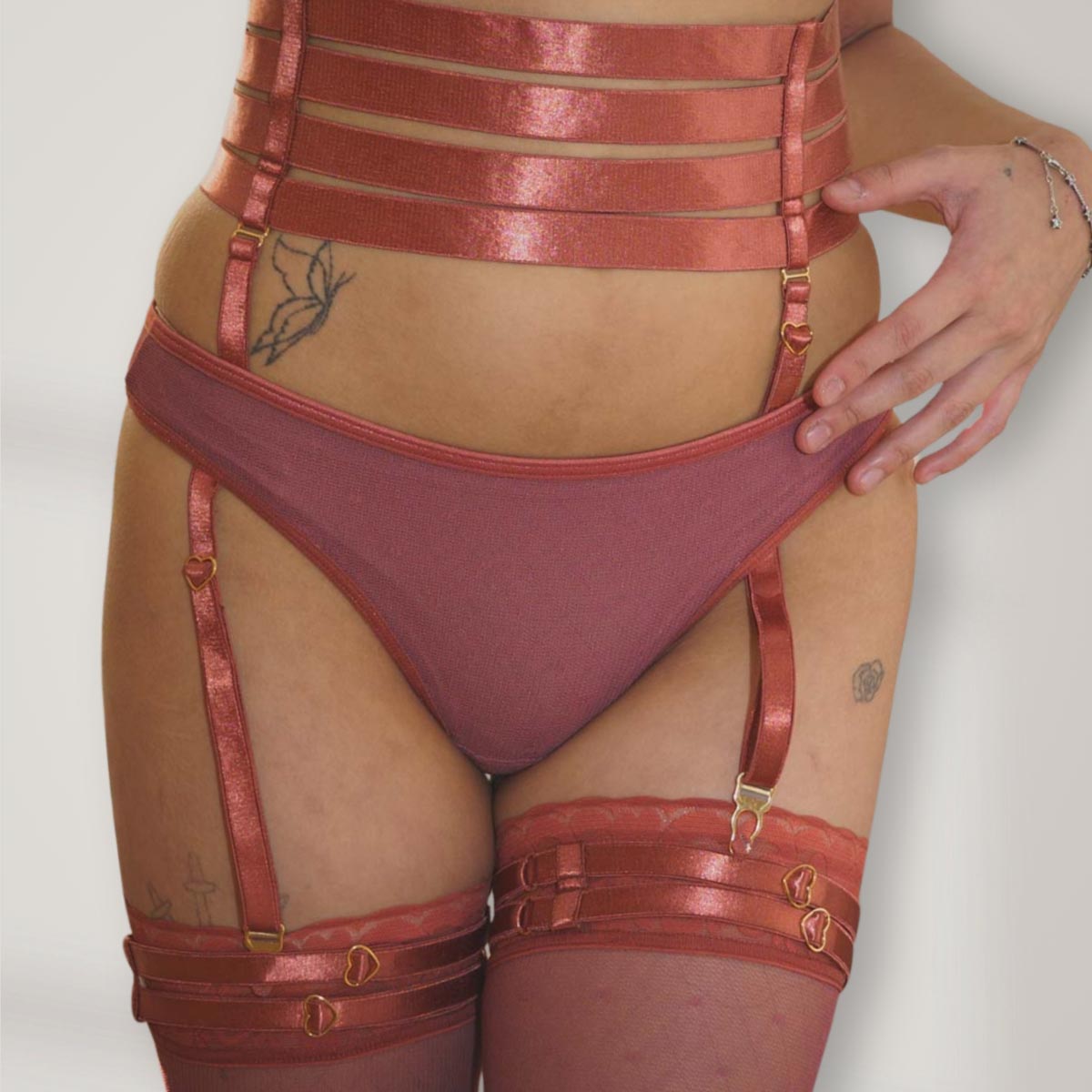 Hearts of Venus Strappy Waist Cincher in Copper Rose - Uye Surana