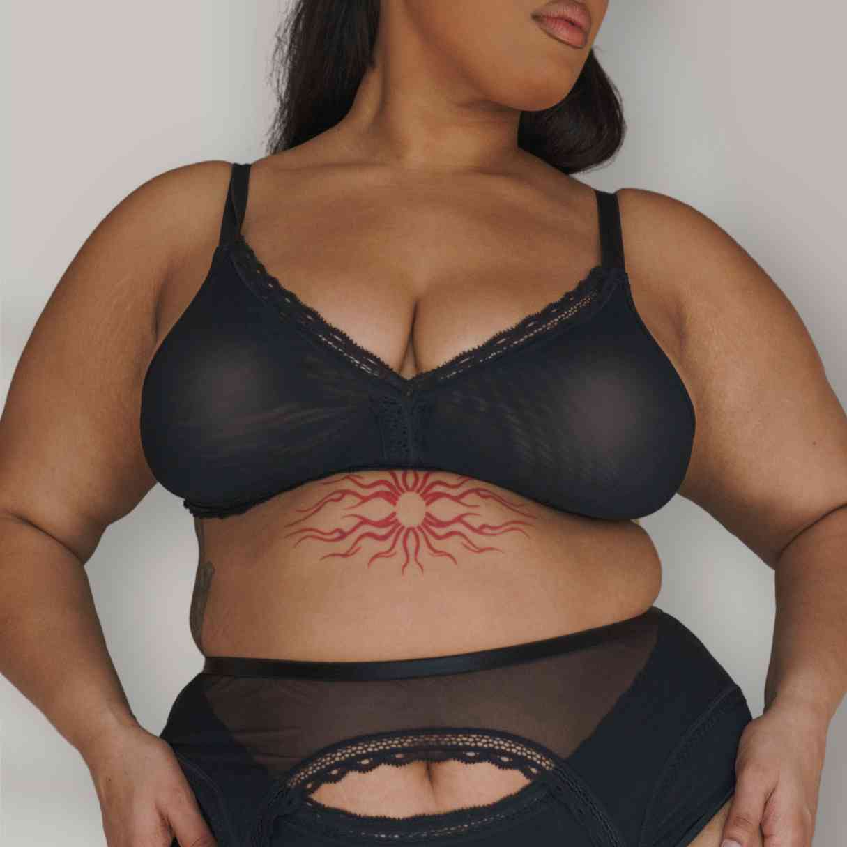 Black Mesh Garter + Stockings Set - Uye Surana