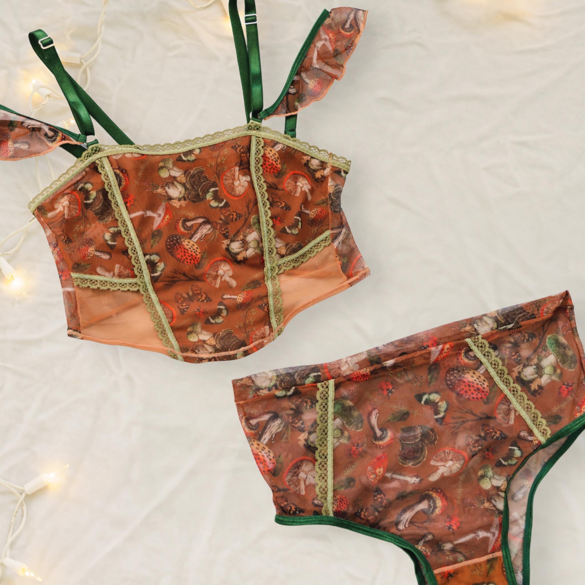 Mushroom Fairy 2-Piece Corset + Undies Set - Uye Surana
