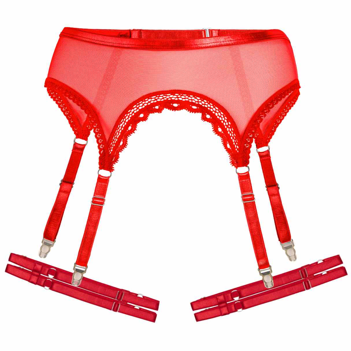 Rose Red Ouvert Garter Belt Set - Uye Surana