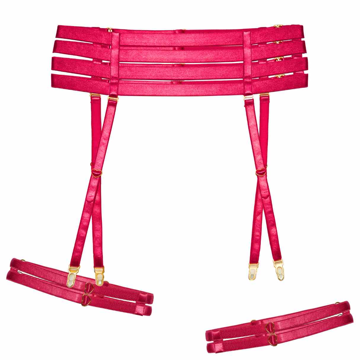 Hot Pink Strappy Cincher Garter Set - Uye Surana