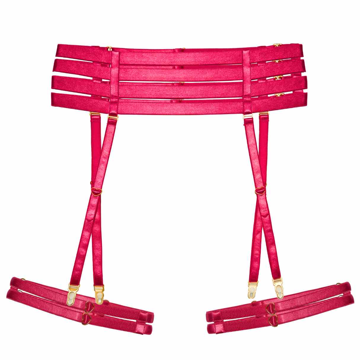 Hot Pink Strappy Cincher Garter Set - Uye Surana
