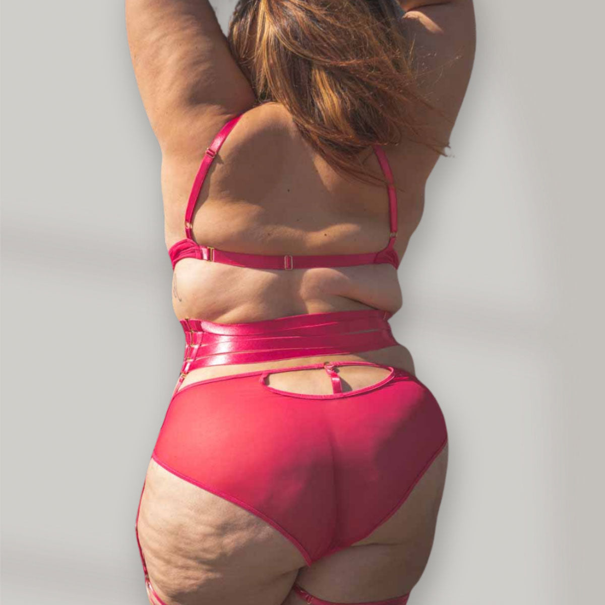 Hearts of Venus Strappy Waist Cincher in Hot Pink - Uye Surana