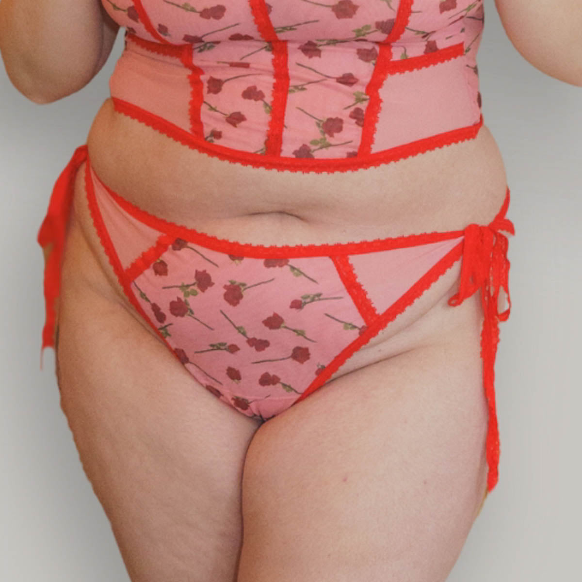 A Dozen Roses Printed Tie Side Bikini - Uye Surana