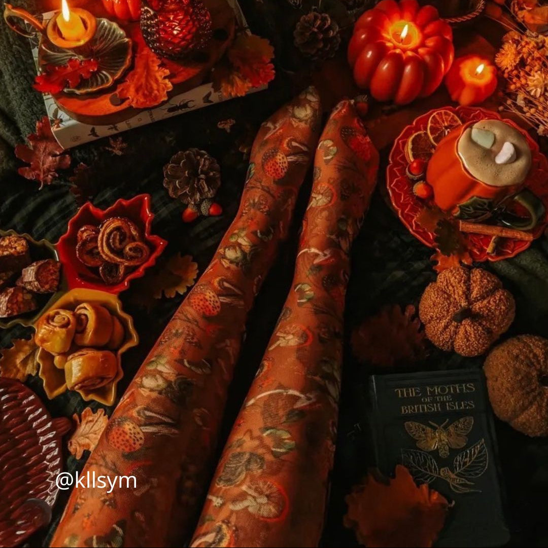 Mushroom Fairy Printed Stay Up Stockings - Uye Surana