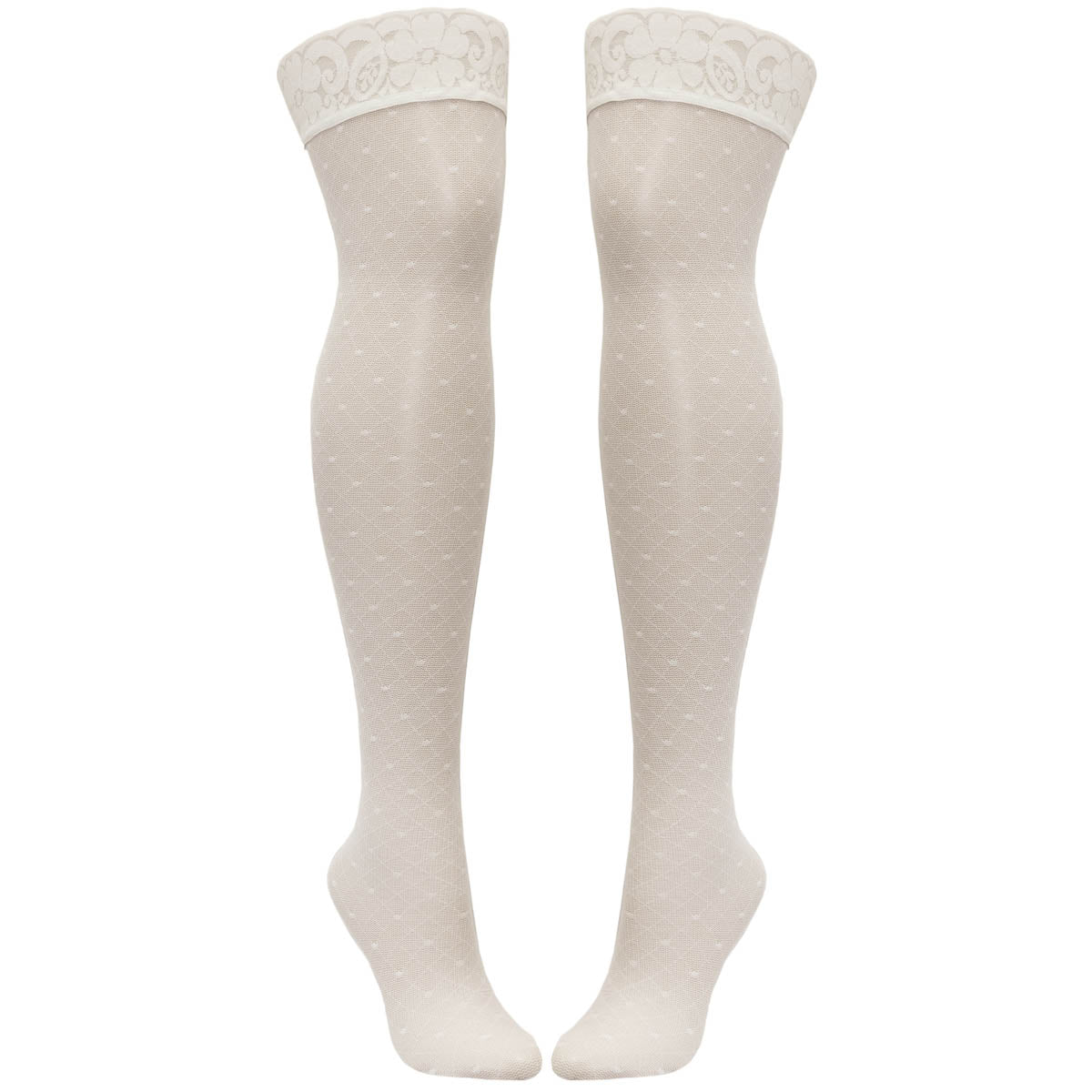 Hearts of Venus Thigh High Stockings in Pearl - Uye Surana