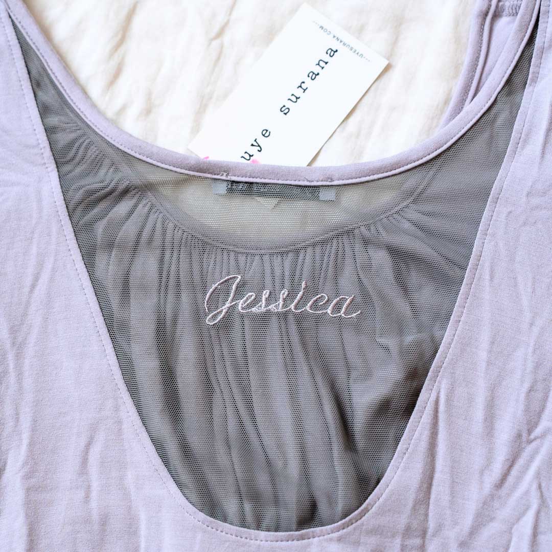 Jessica Embroidered Lavender Gray Mesh Window Tent Dress - XS/S