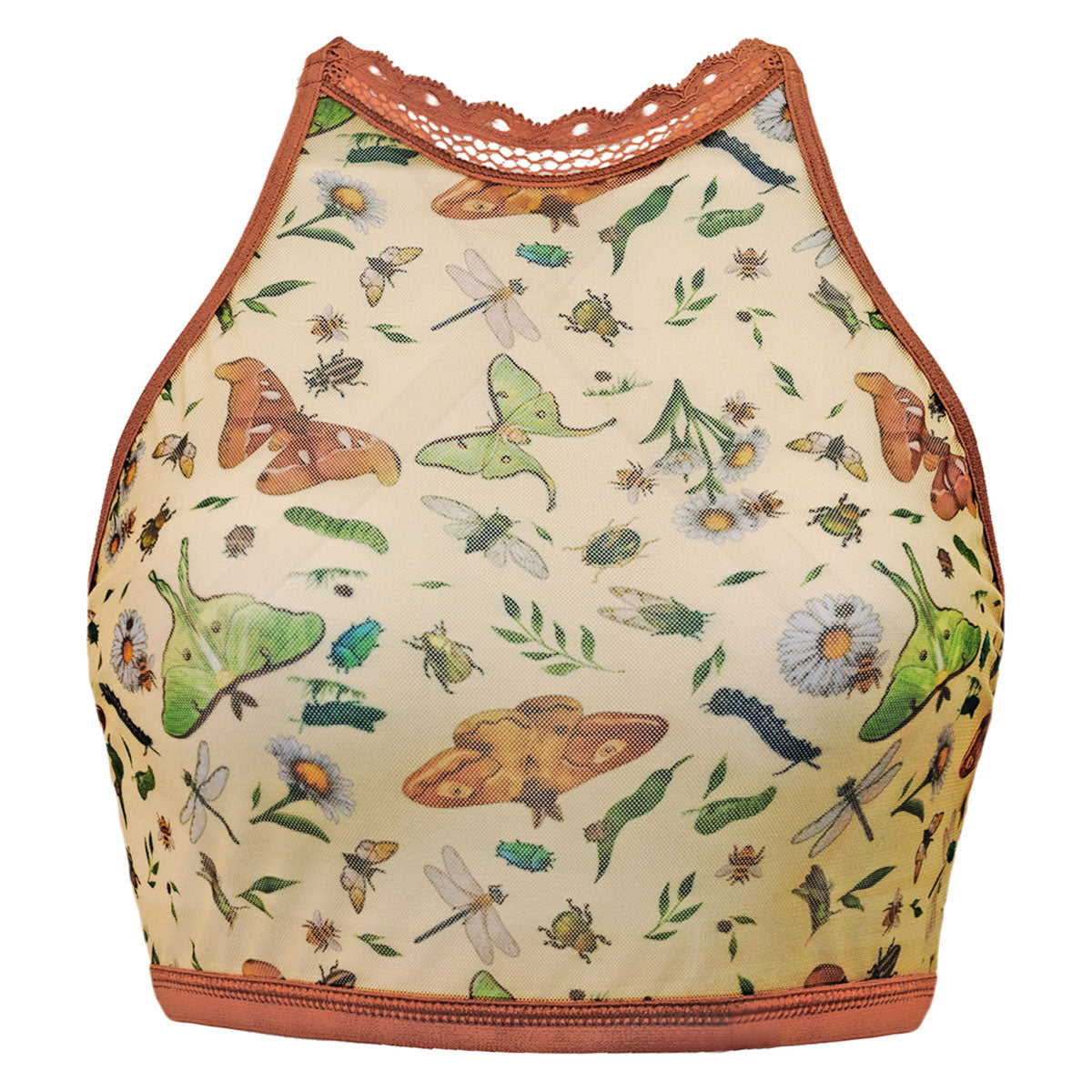 Bugs Printed Mesh High Neck Cami - Uye Surana