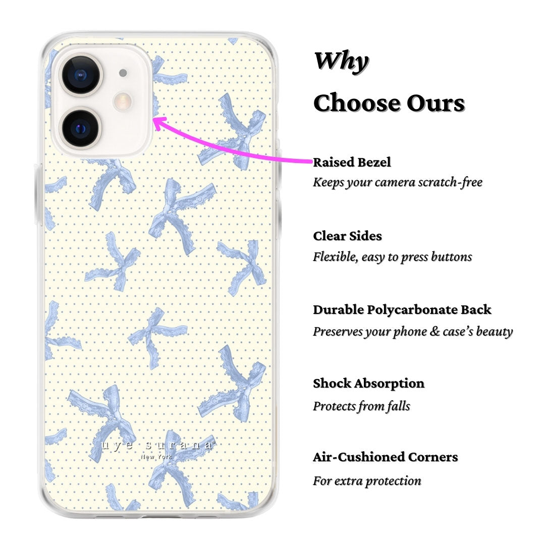 Blue Coquette Bows iPhone Case