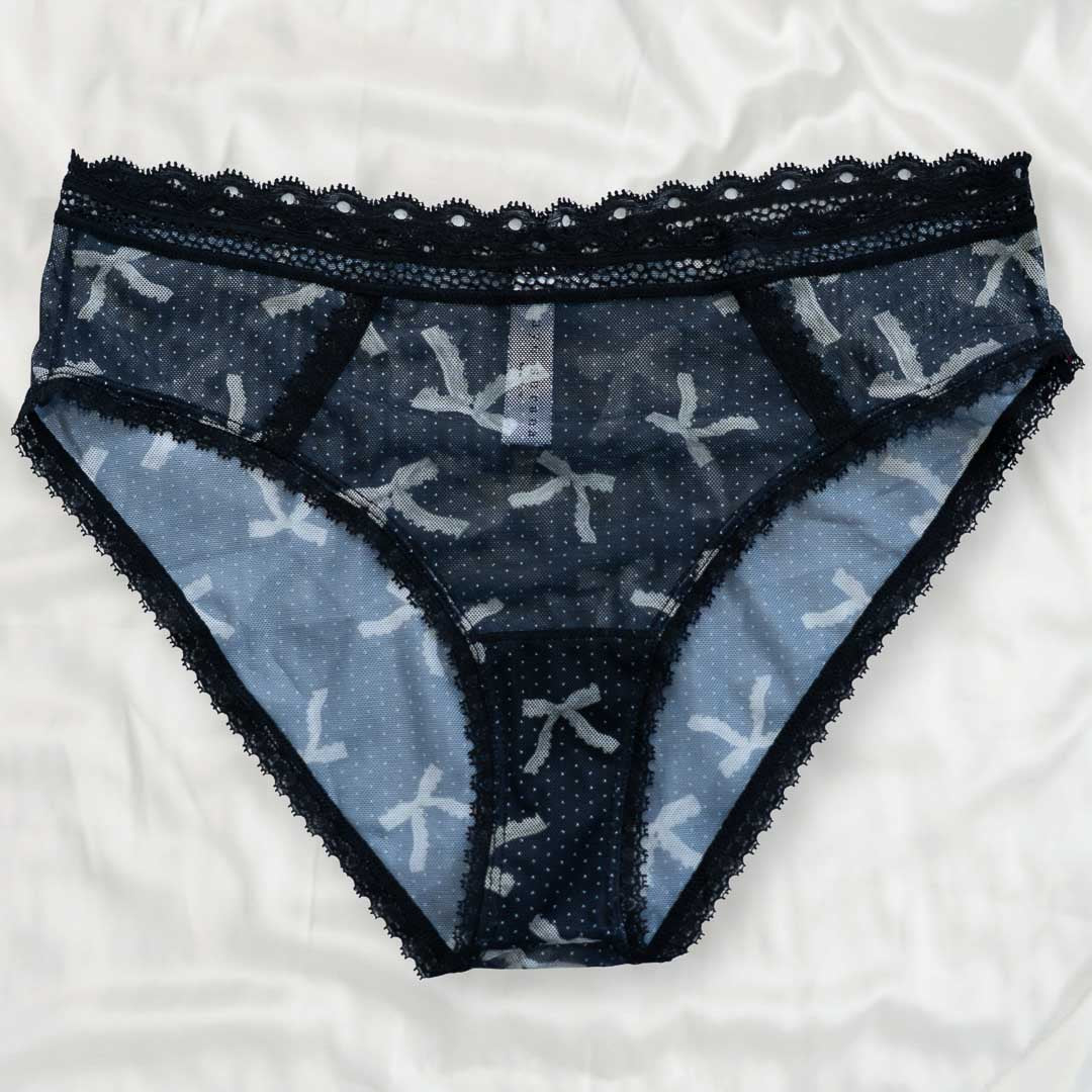 Black and Pearl Bows Mesh Bikini