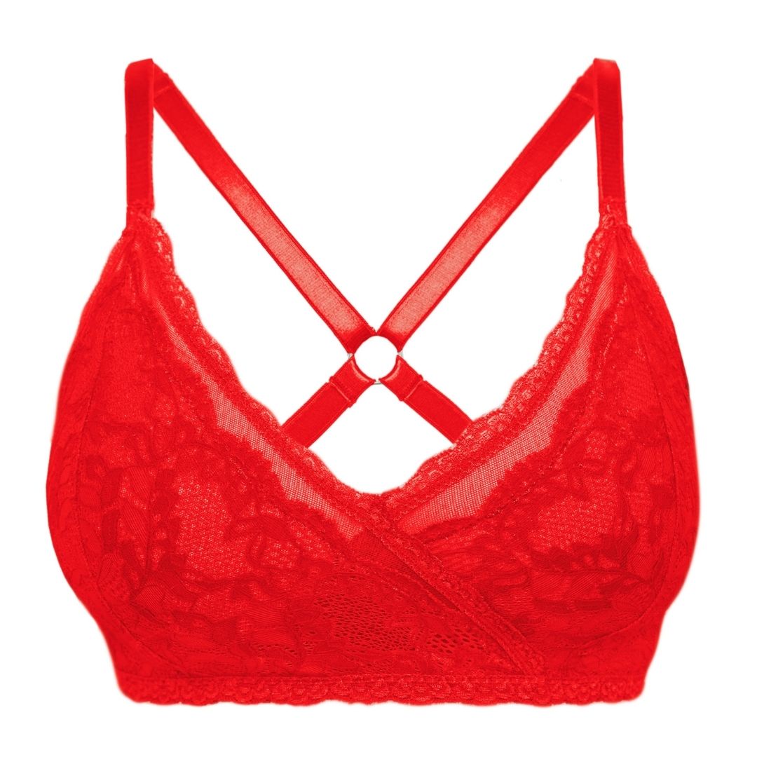 Lacey Racerback Bralette in Rose Red - Uye Surana