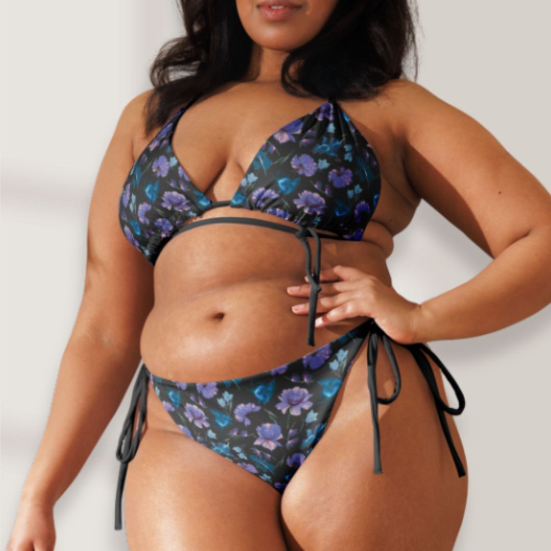 Electric Blooms String Bikini Bottoms