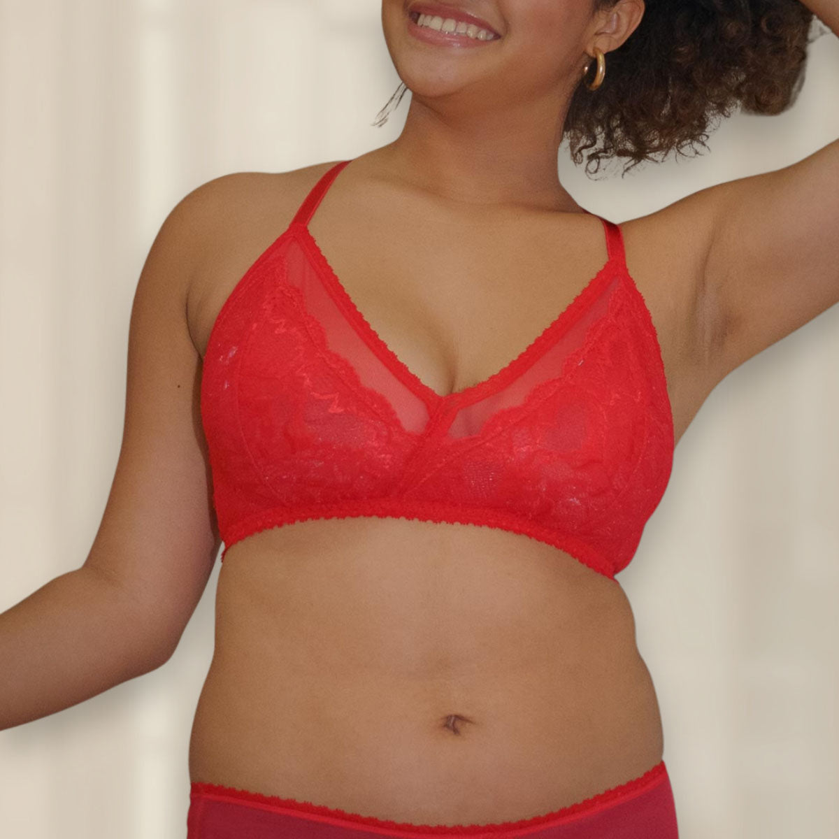 Lacey Racerback Bralette in Rose Red - Uye Surana