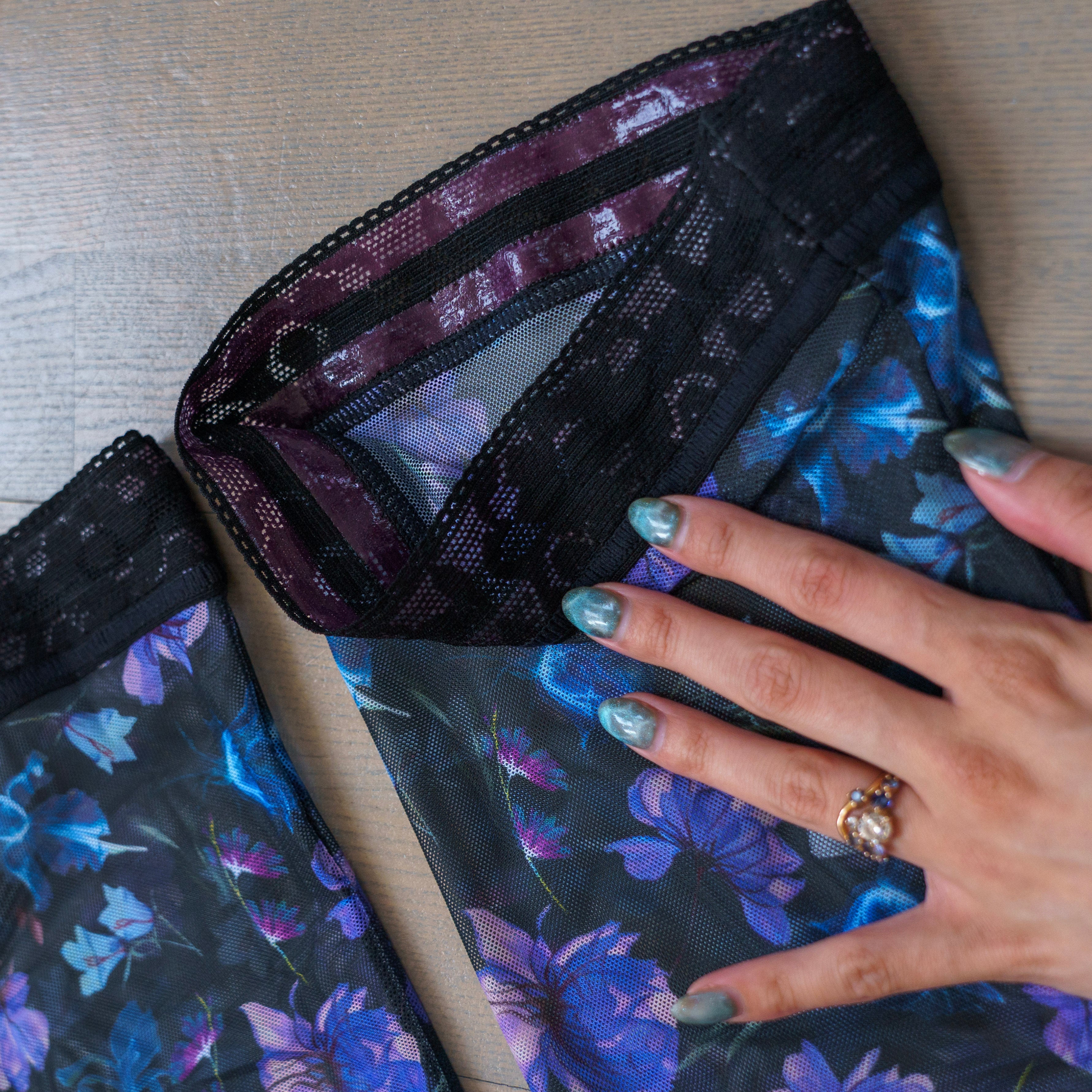 Electric Blooms Stay Up Stockings - Uye Surana