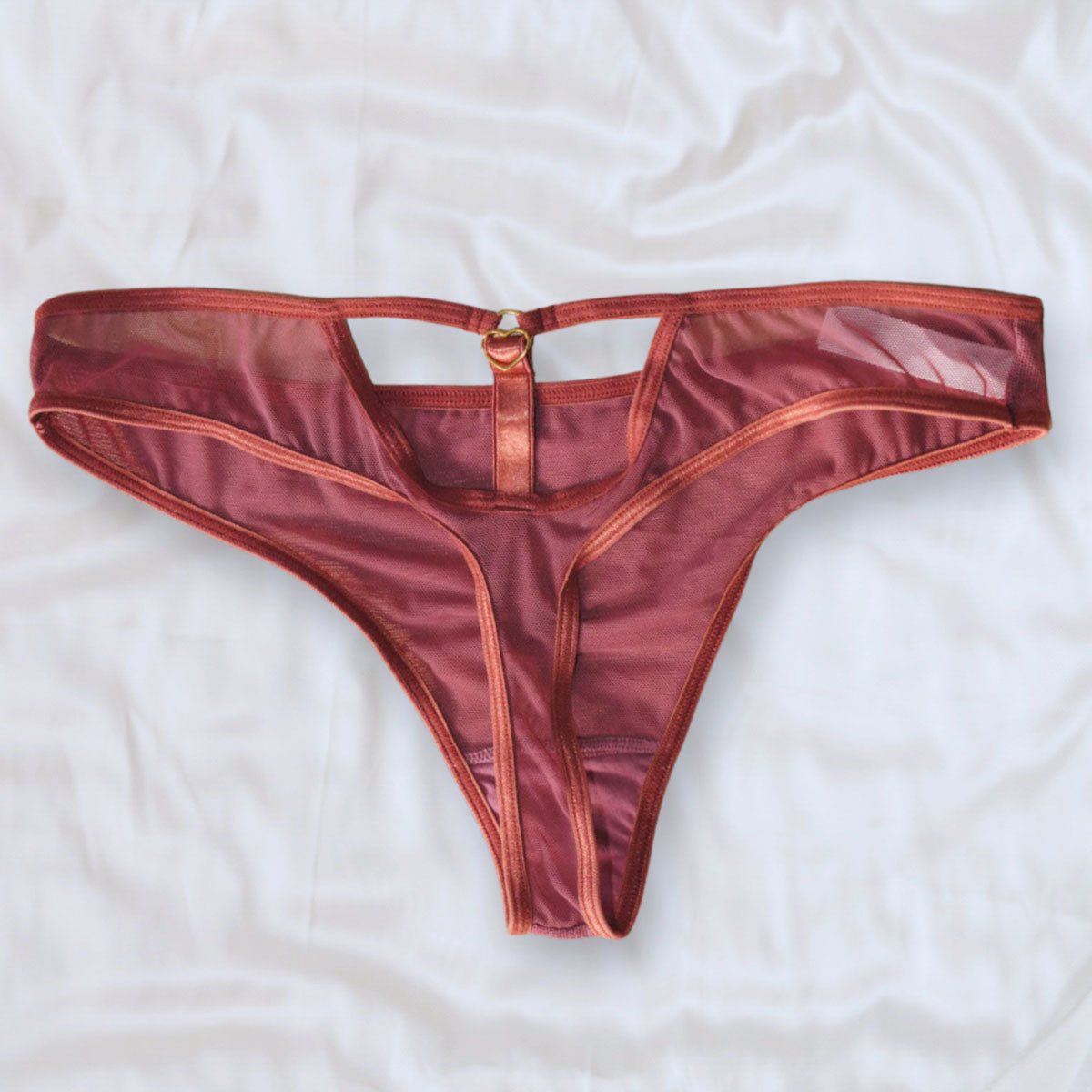 Hearts of Venus Keyhole Thong in Copper Rose - Uye Surana