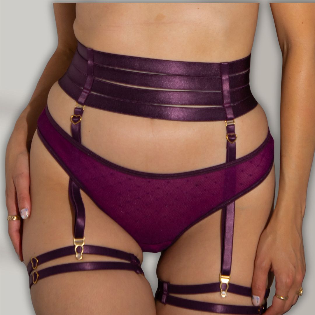 Plum Hearts of Venus Strappy Waist Cincher - Uye Surana