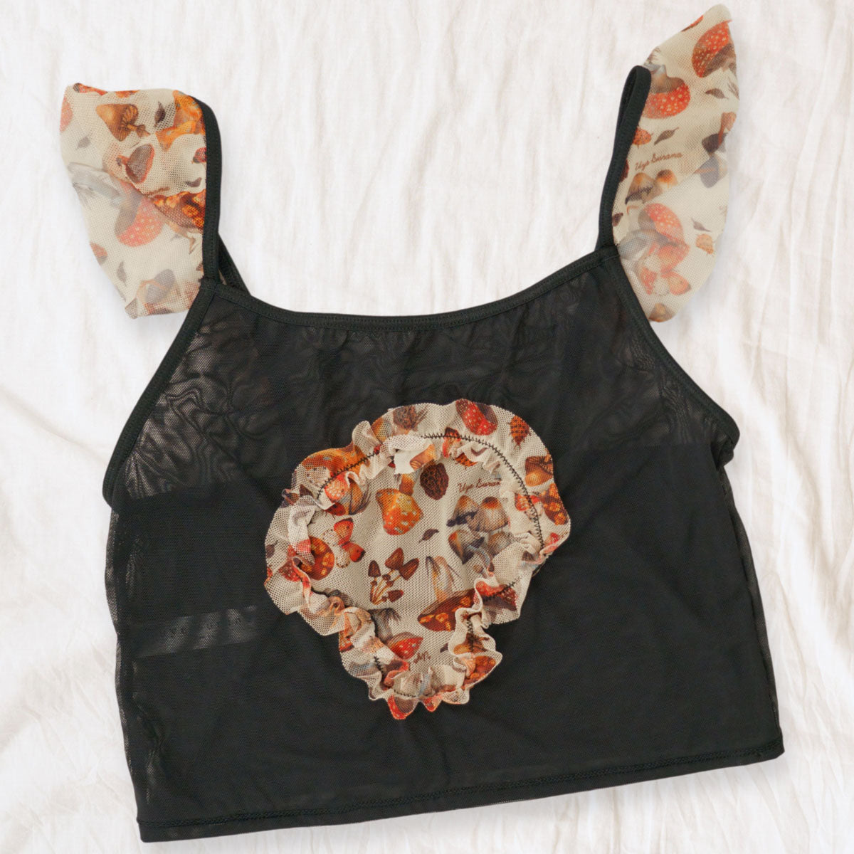 Magical Mushrooms Ruffle Crop Cami - Uye Surana