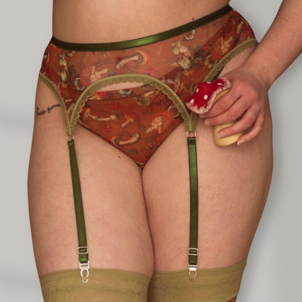 Mushroom Fairy Printed Adjustable Garter Belt - Uye Surana
