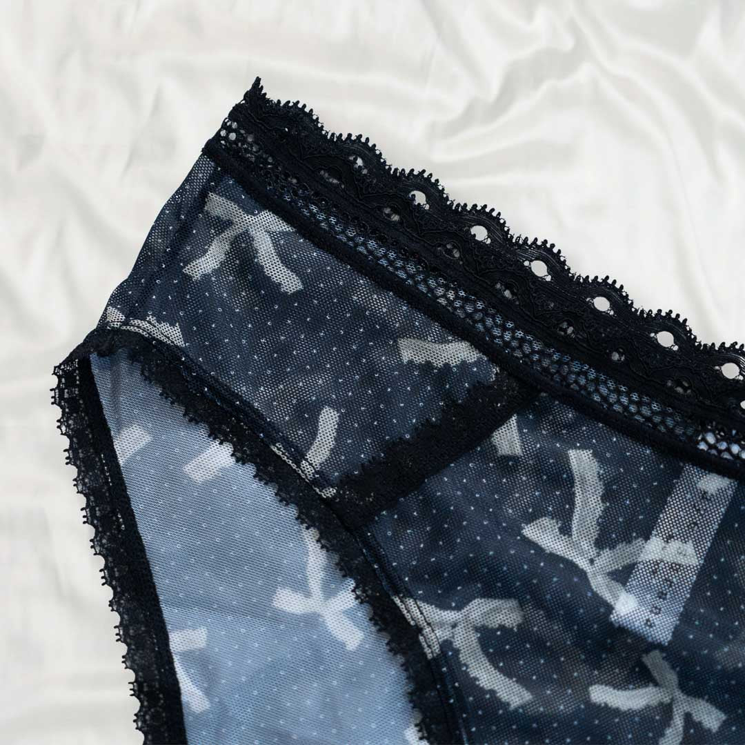 Black Lacey Racerback + Coquette Bows Lingerie Set - Uye Surana