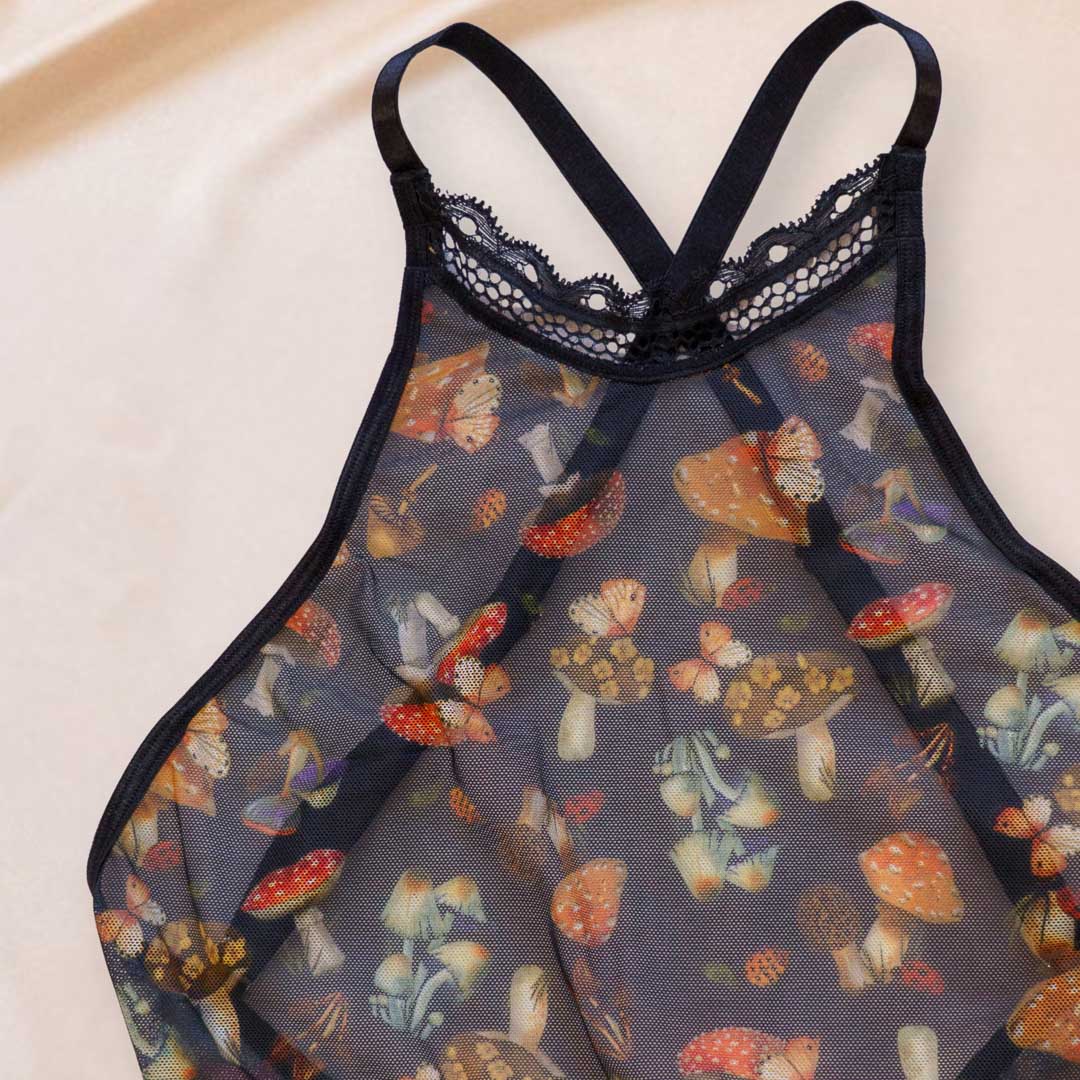 Mystical Mushrooms High Neck Cami - Uye Surana