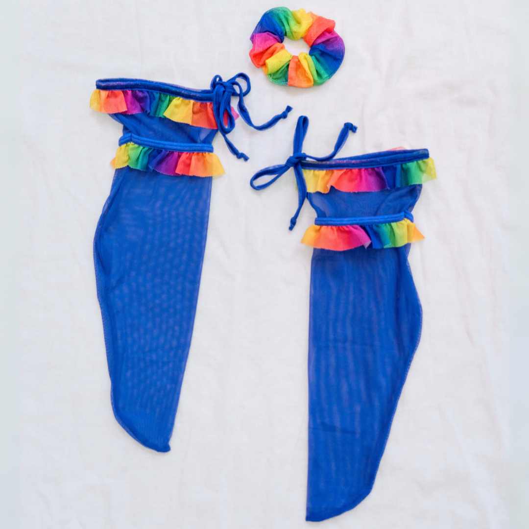 Rainbow Bright Ruffle Socks + Scrunchie Set - Uye Surana