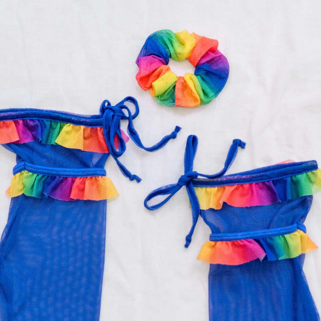 Rainbow Bright Ruffle Socks + Scrunchie Set - Uye Surana