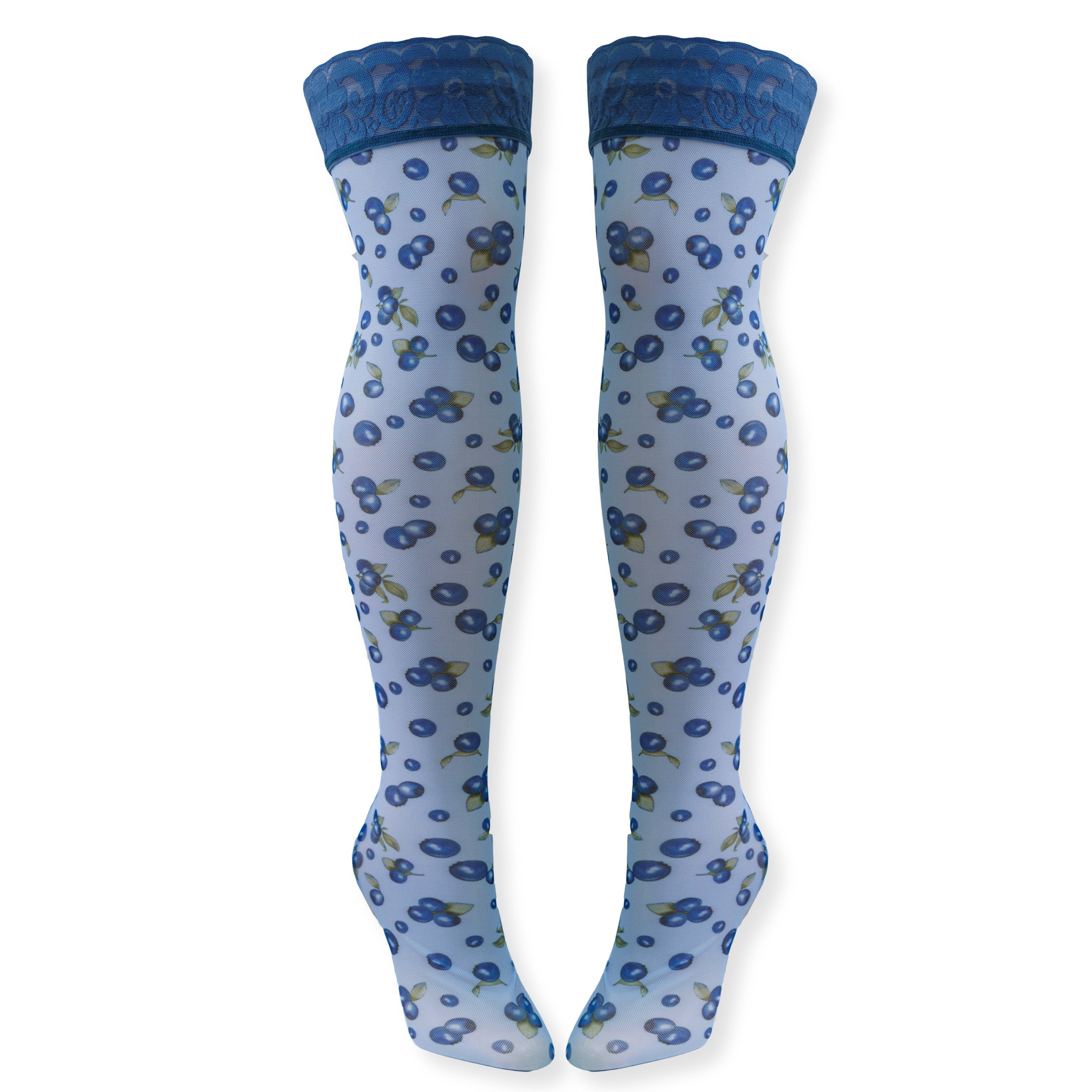 Blueberry Thrill Printed Stay Up Stockings - Uye Surana