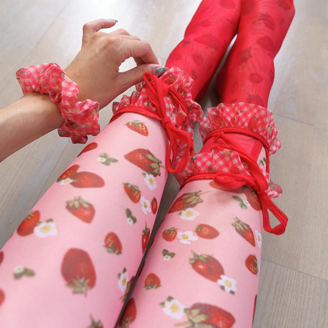 Strawberry Jam Red Ruffle Socks + Scrunchie Set