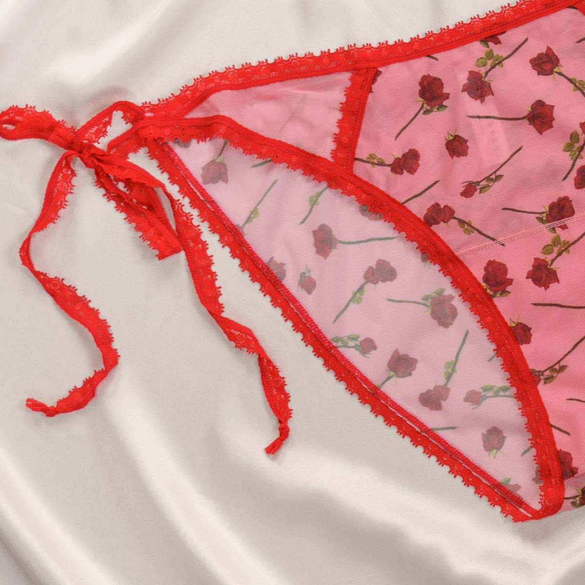 A Dozen Roses Printed Tie Side Bikini - Uye Surana