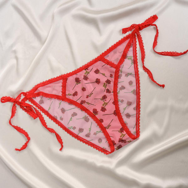 A Dozen Roses Printed Tie Side Bikini - Uye Surana