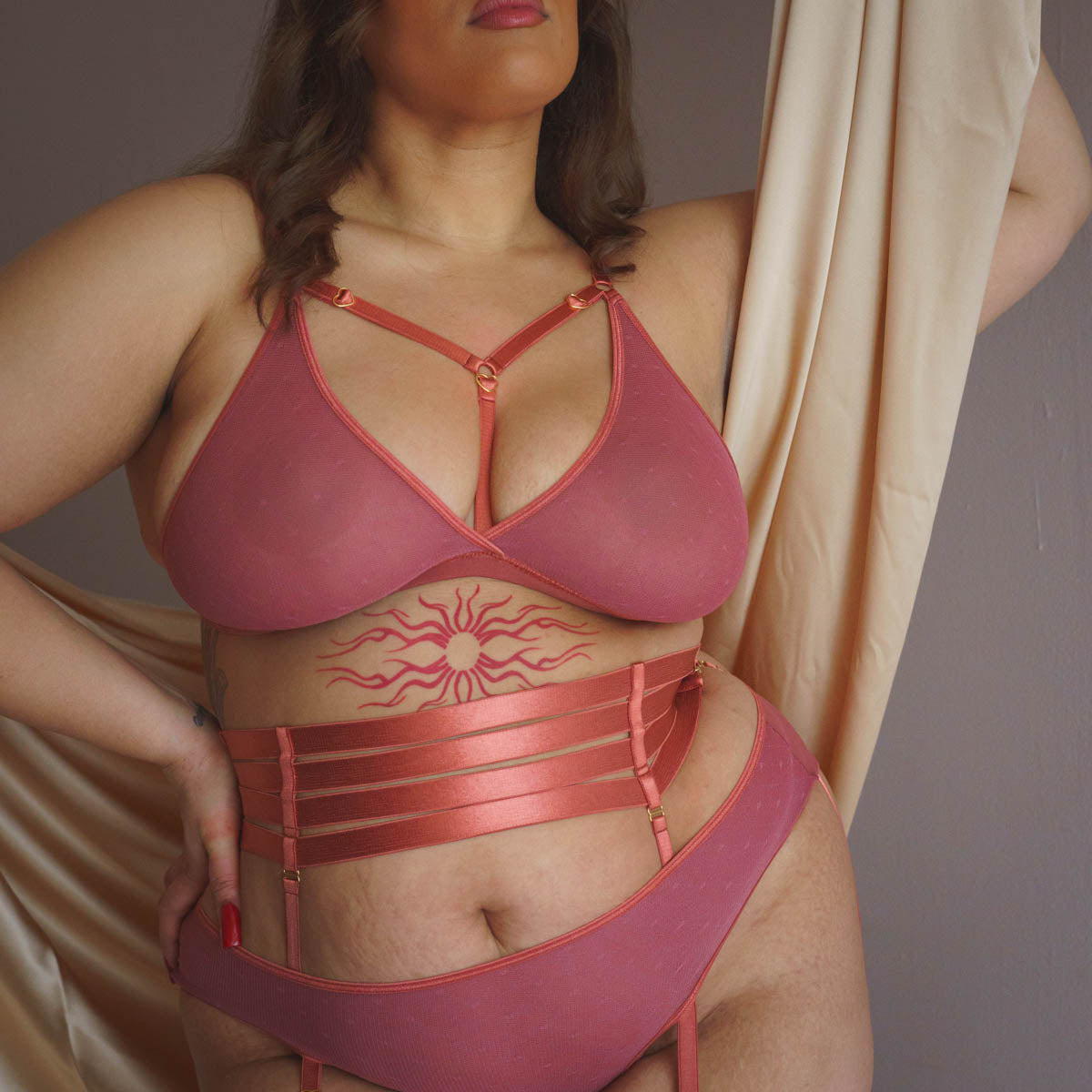 Hearts of Venus Strappy Bralette in Copper Rose - Uye Surana