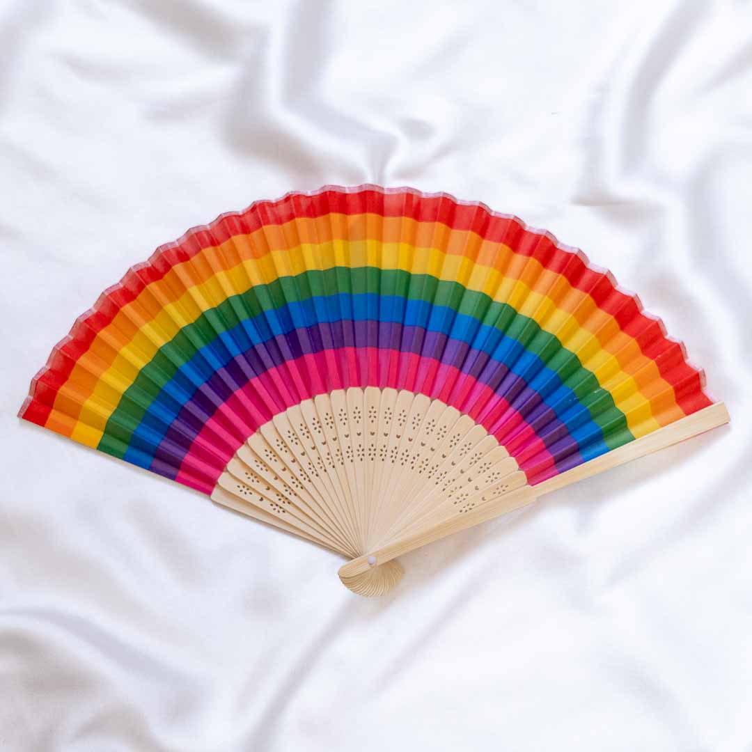 Rainbow Compact Bamboo Folding Fan