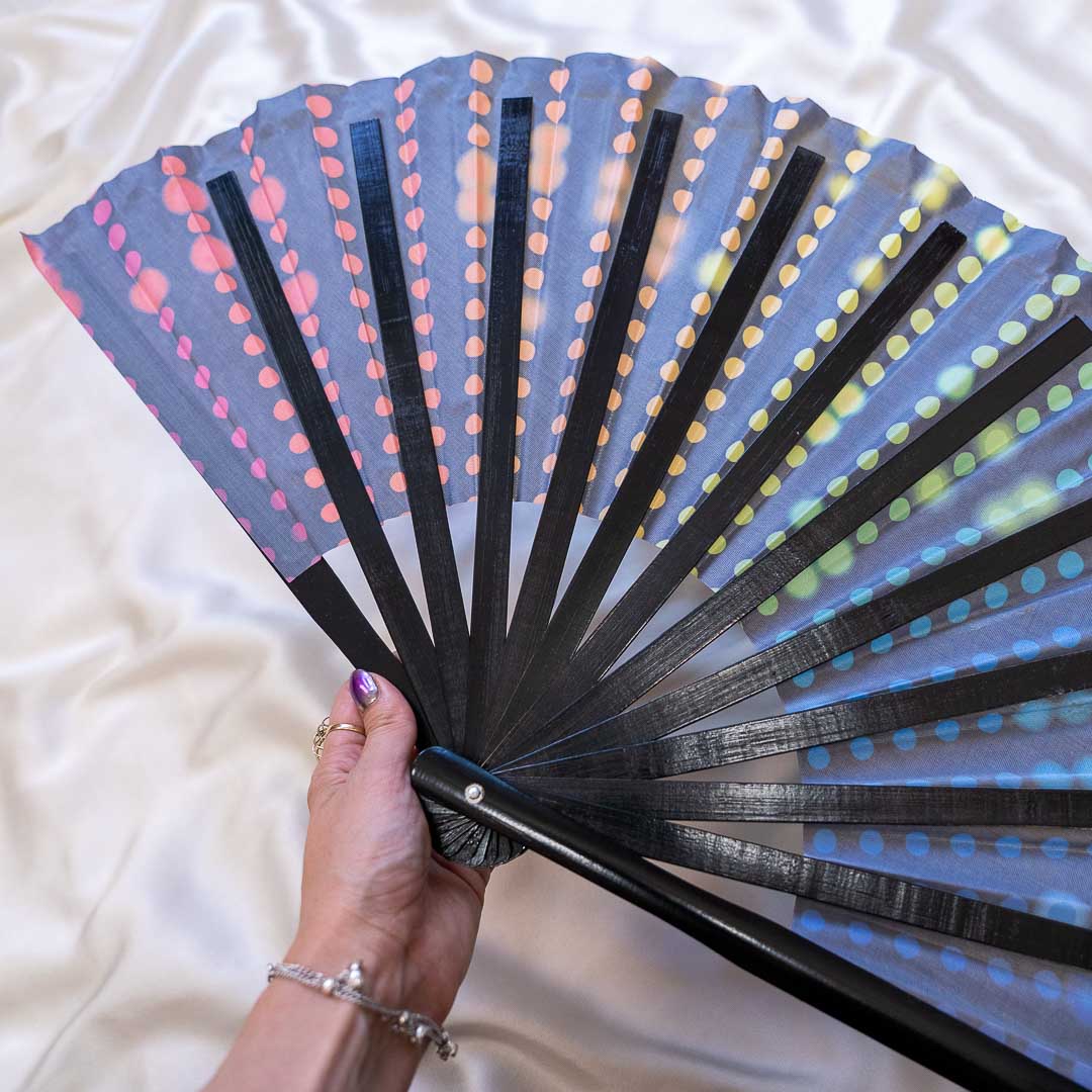 Rainbow Lights Large Folding Fan