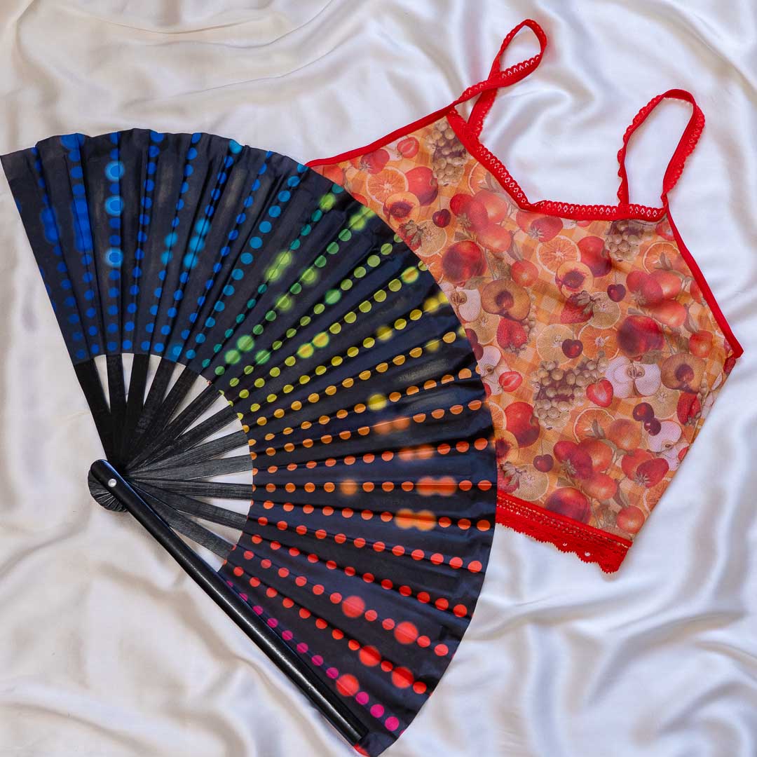 Rainbow Lights Large Folding Fan