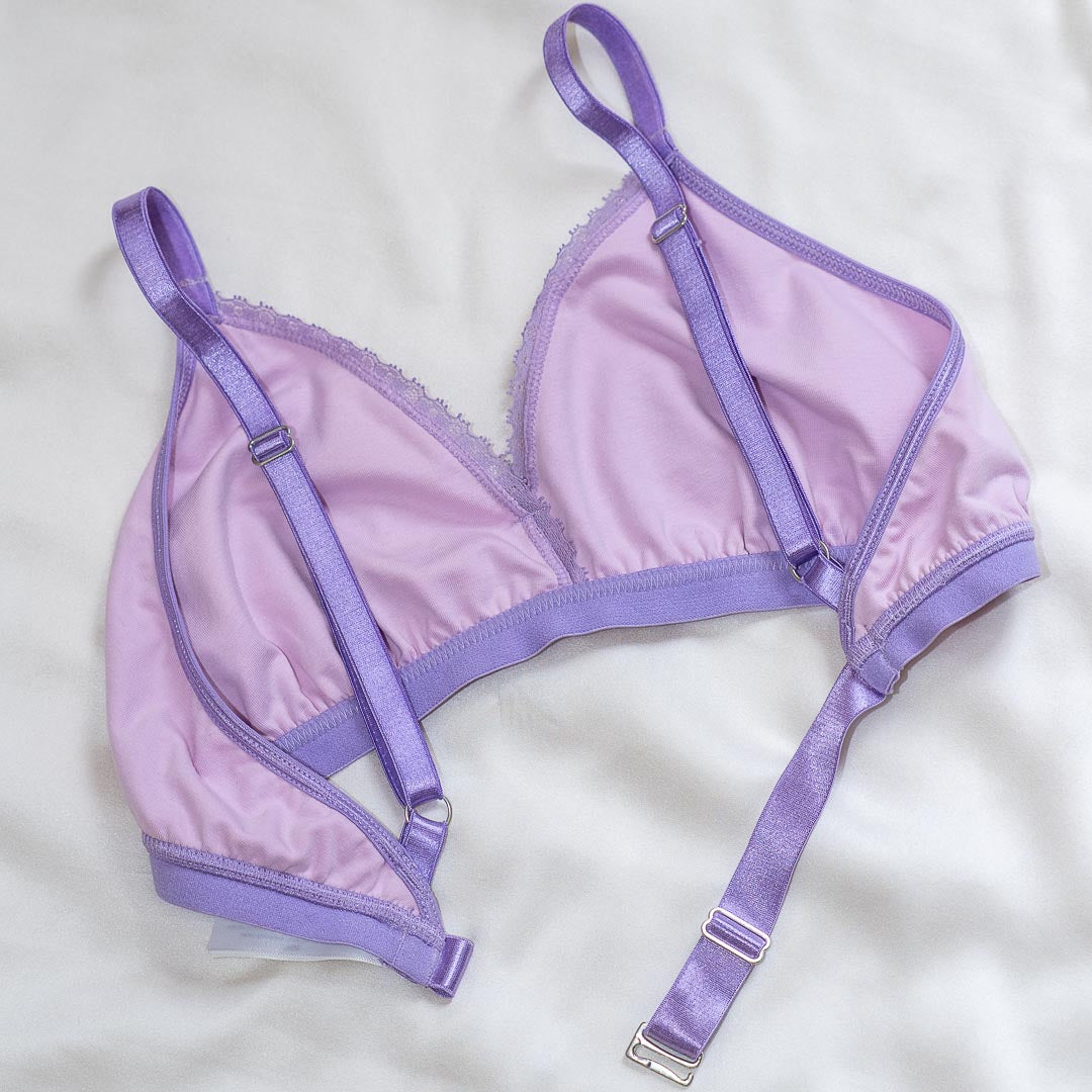 Lilac Lavender Cloudsoft Cotton Lined Everyday Adjustable Bralette *Sample fit