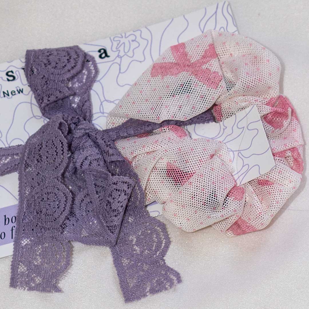 Coquette Bows Scrunchie + Pastel Choker Set