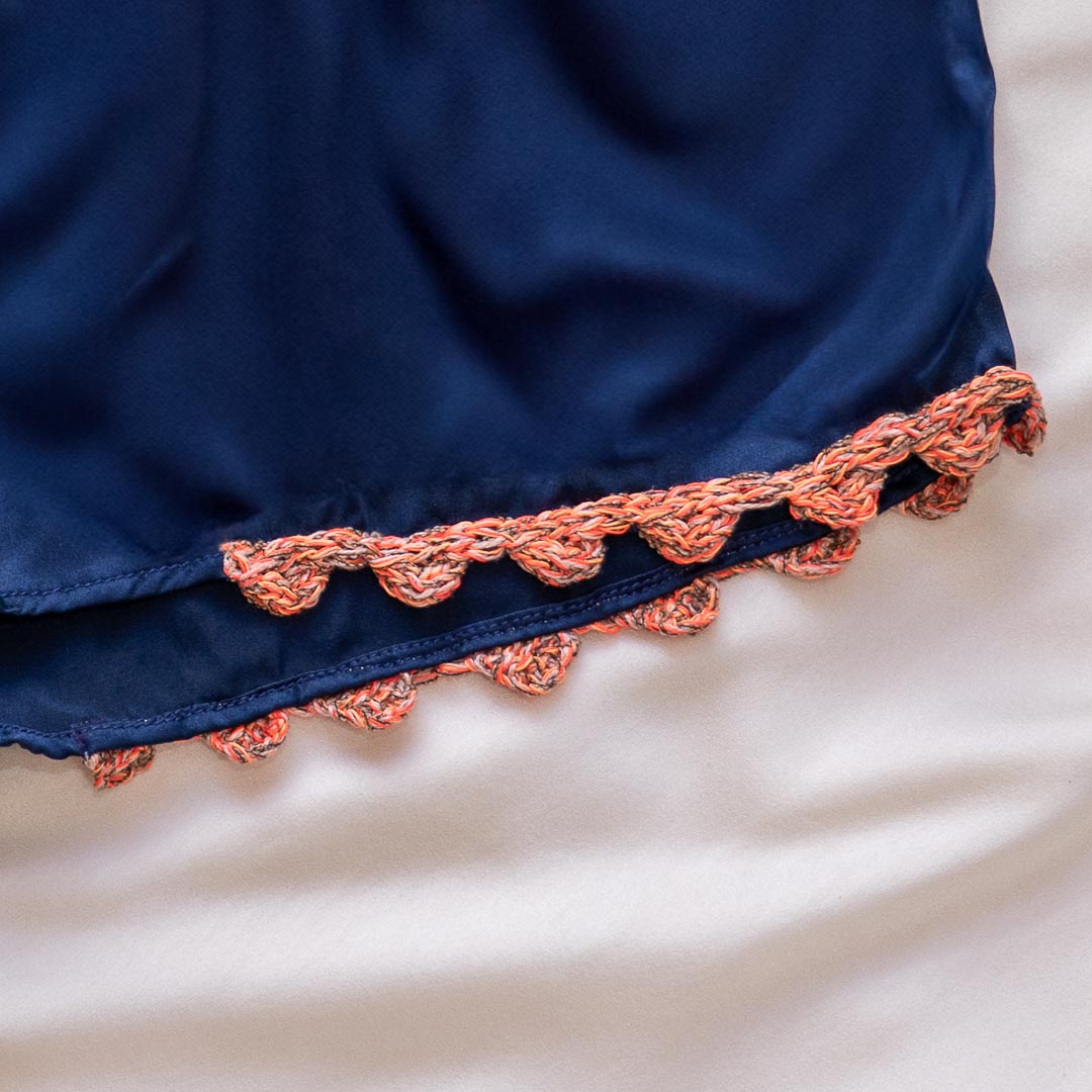 Silk Scallop Tap Shorts in Cobalt Aura - Handmade in NYC
