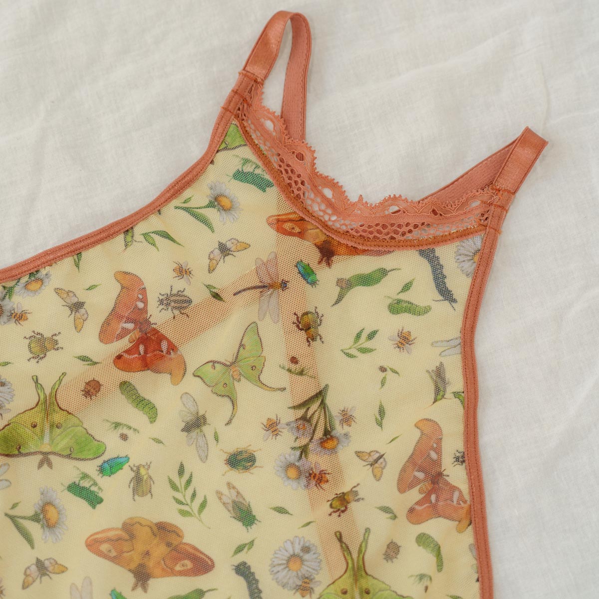 Bugs Printed Mesh High Neck Cami - Uye Surana