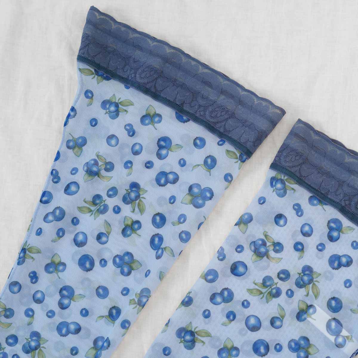 Blueberry Thrill Printed Stay Up Stockings - Uye Surana