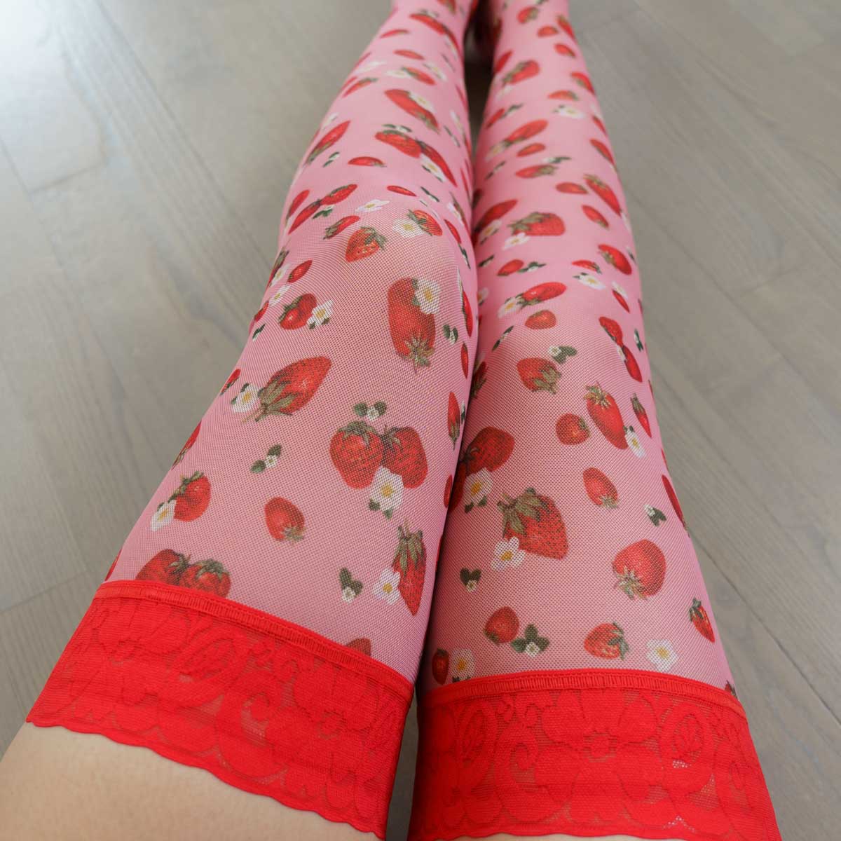 Strawberries and Cream Stay Up Stockings - Uye Surana