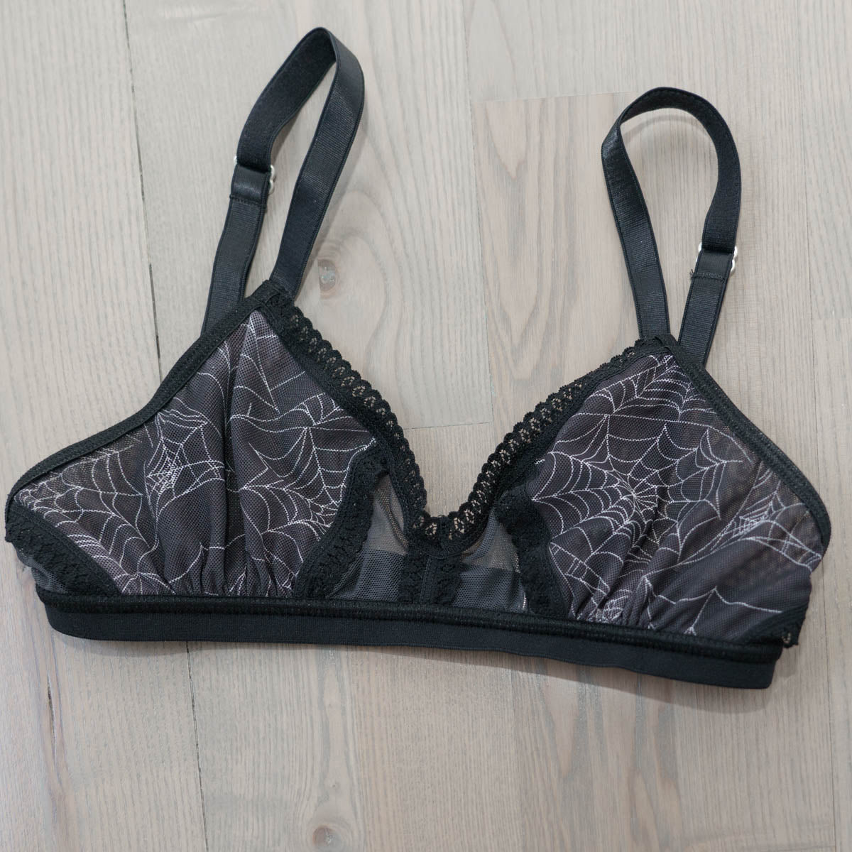 Spider's Lace Web Print Peekaboo Bralette - Uye Surana