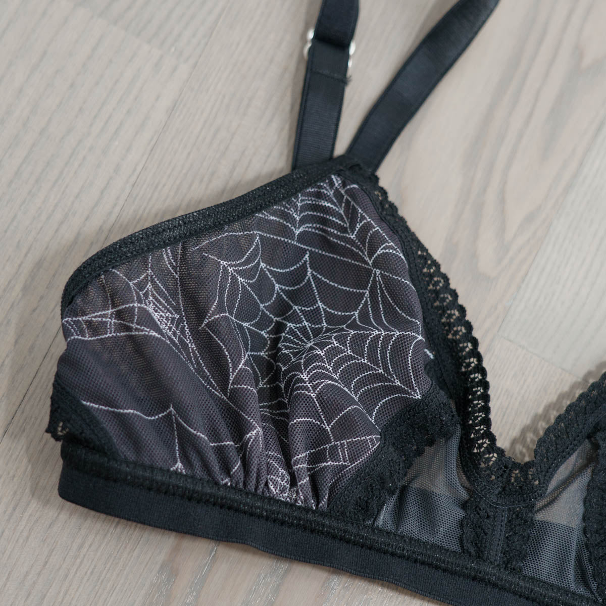 Spider's Lace Web Print Peekaboo Bralette - Uye Surana