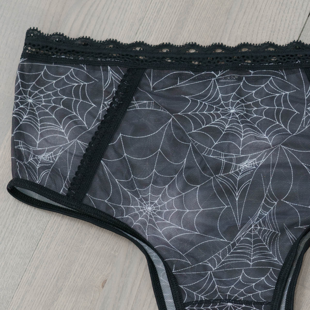 Spider's Lace Web Print High Waist Undies - Uye Surana