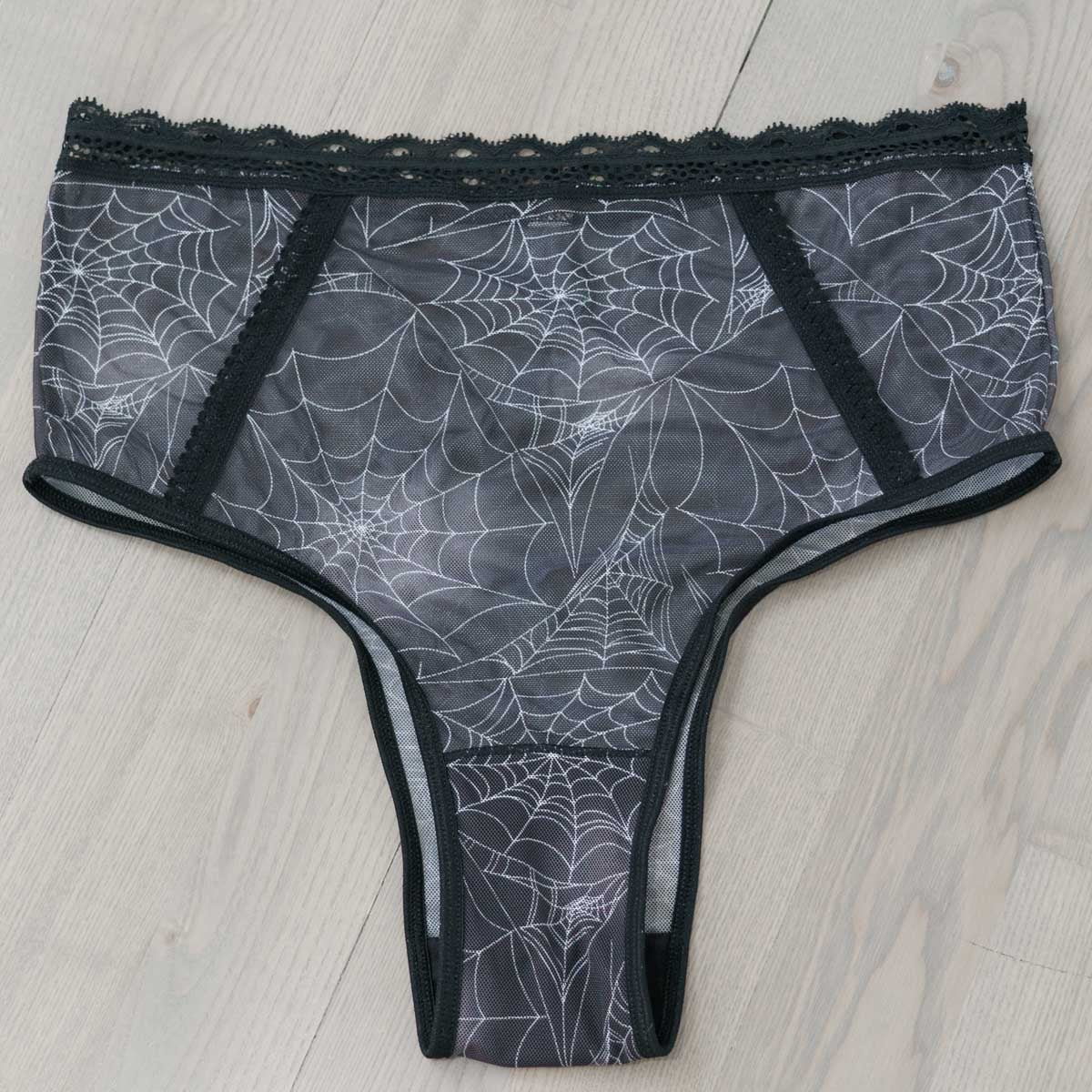 Spider's Lace Web Print High Waist Undies - Uye Surana