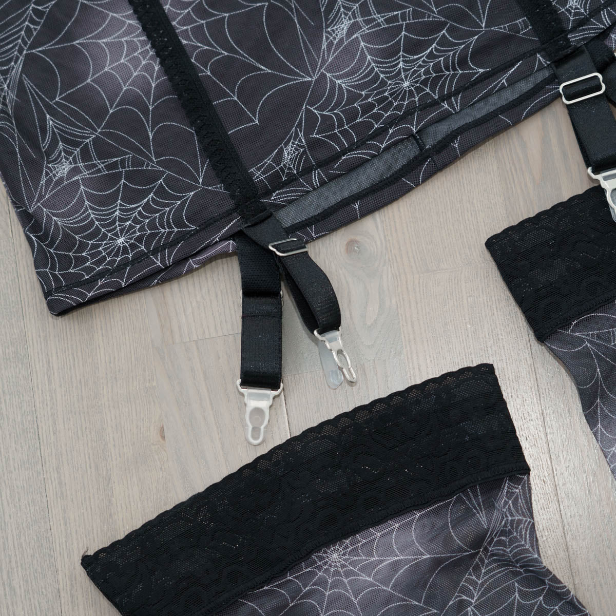 Spider's Lace Web Print Garter Skirt - Uye Surana