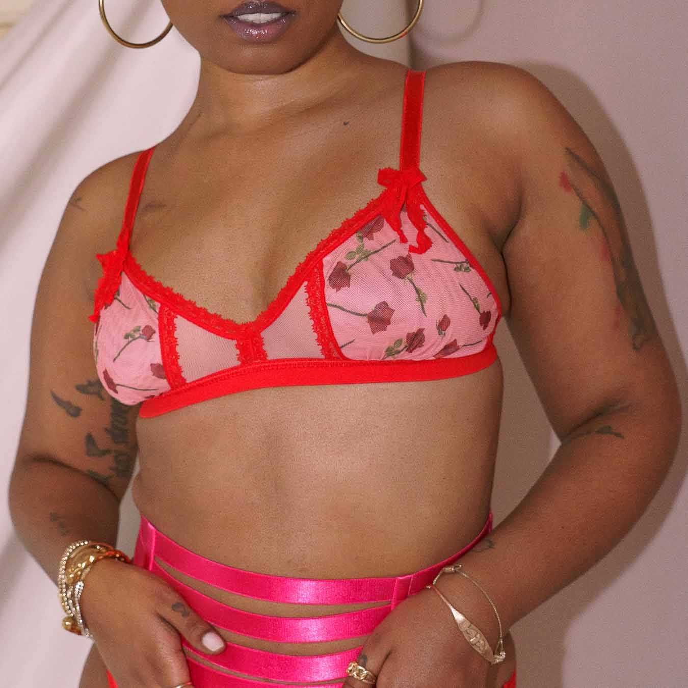 A Dozen Roses Mesh Peekaboo Bralette