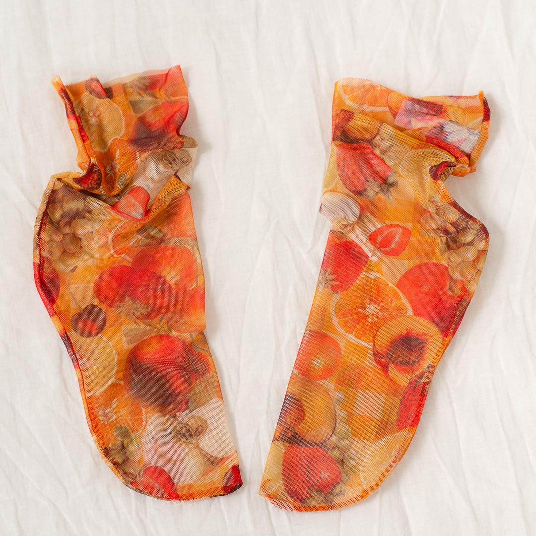 Fruity Printed Mesh Socks + Mystery Scrunchie 2-Pack