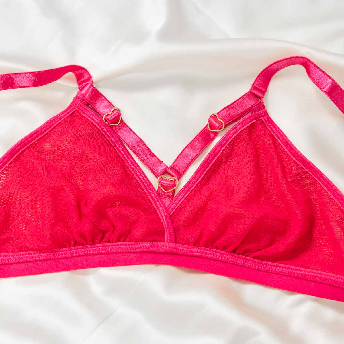 Hearts of Venus Strappy Bralette in Hot Pink - Uye Surana