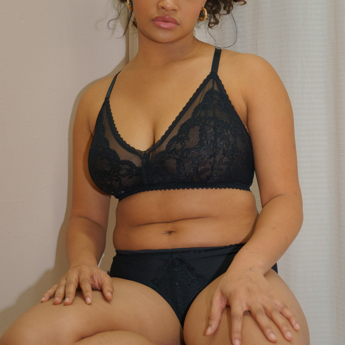 Lacey Racerback Bralette in Black - Uye Surana